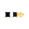 Thumbnail Image 0 of Princess-Cut Black Diamond Solitaire Stud Earrings 1 ct tw 10K Yellow Gold (I3)