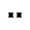 Thumbnail Image 1 of Princess-Cut Black Diamond Solitaire Stud Earrings 1 ct tw 10K Yellow Gold (I3)