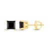 Thumbnail Image 2 of Princess-Cut Black Diamond Solitaire Stud Earrings 1 ct tw 10K Yellow Gold (I3)