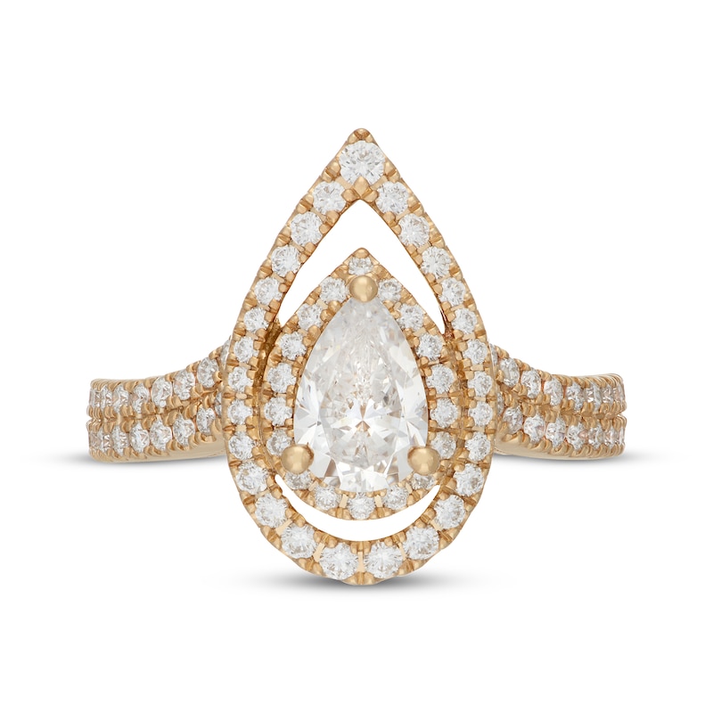 Main Image 3 of Neil Lane Artistry Pear-Shaped Lab-Grown Diamond Open Halo Engagement Ring 1-1/2 ct tw 14K Yellow Gold