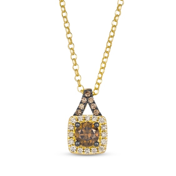 Le Vian Diamond Cushion Frame Necklace 5/8 ct tw 14K Honey Gold 19"