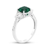 Thumbnail Image 2 of Cushion-Cut Lab-Created Emerald & White Lab-Created Sapphire Ring Sterling Silver