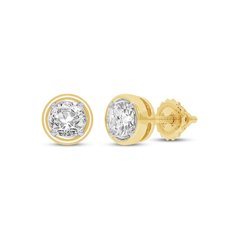 Main Image 1 of Round-Cut Diamond Solitaire Stud Earrings 1/4 ct tw 14K Yellow Gold (I/I2)