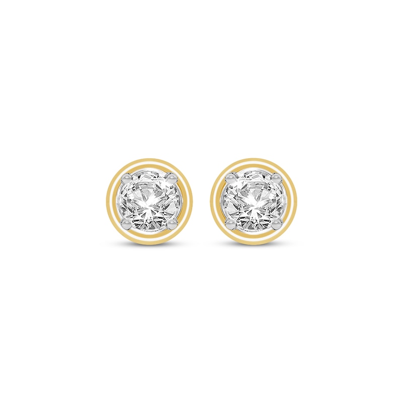 Main Image 2 of Round-Cut Diamond Solitaire Stud Earrings 1/4 ct tw 14K Yellow Gold (I/I2)