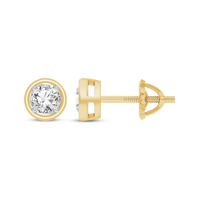 Main Image 3 of Round-Cut Diamond Solitaire Stud Earrings 1/4 ct tw 14K Yellow Gold (I/I2)