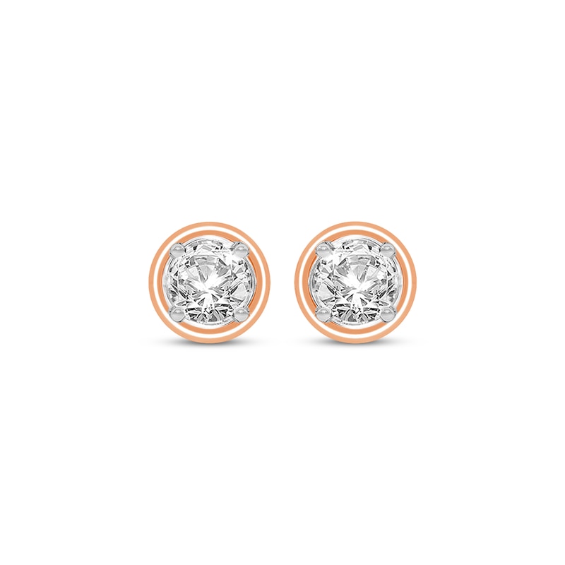 Main Image 2 of Round-Cut Diamond Solitaire Stud Earrings 1/4 ct tw 14K Rose Gold (I/I2)