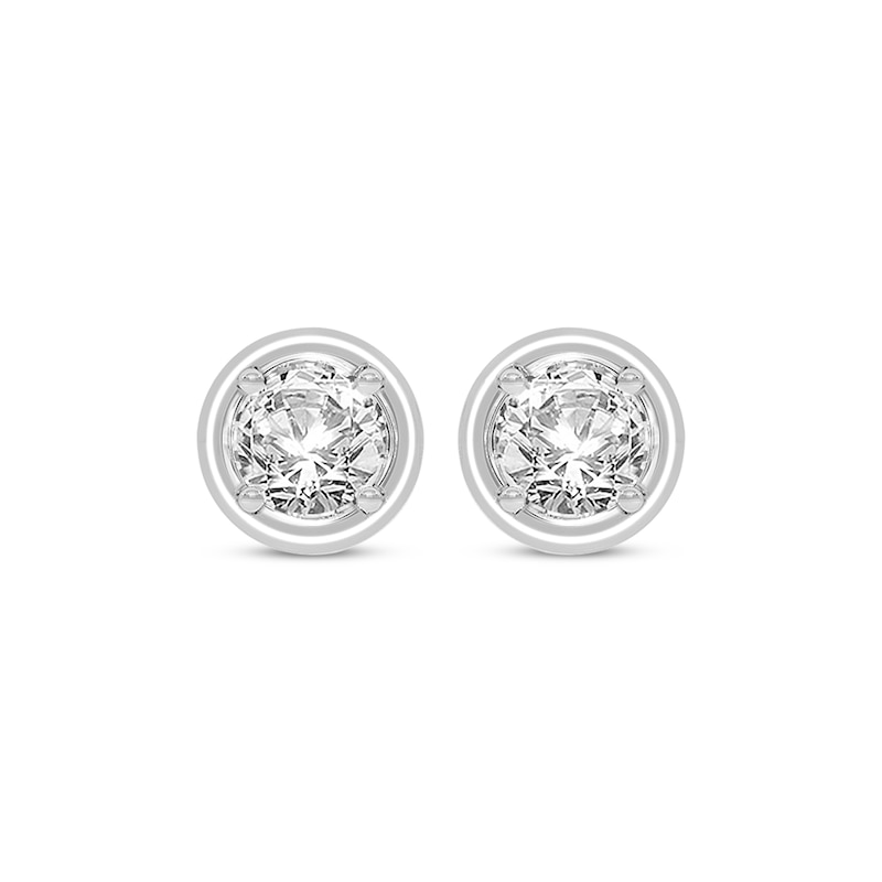 Main Image 2 of Round-Cut Diamond Solitaire Stud Earrings 1/2 ct tw 14K White Gold (I/I2)