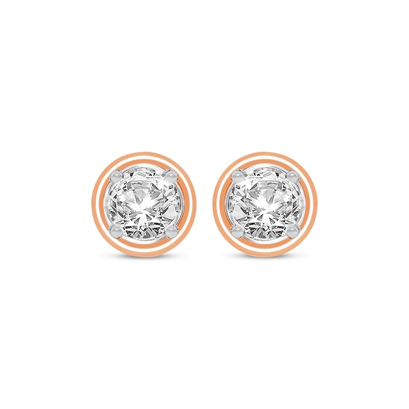 Main Image 2 of Round-Cut Diamond Solitaire Stud Earrings 1/2 ct tw 14K Rose Gold (I/I2)