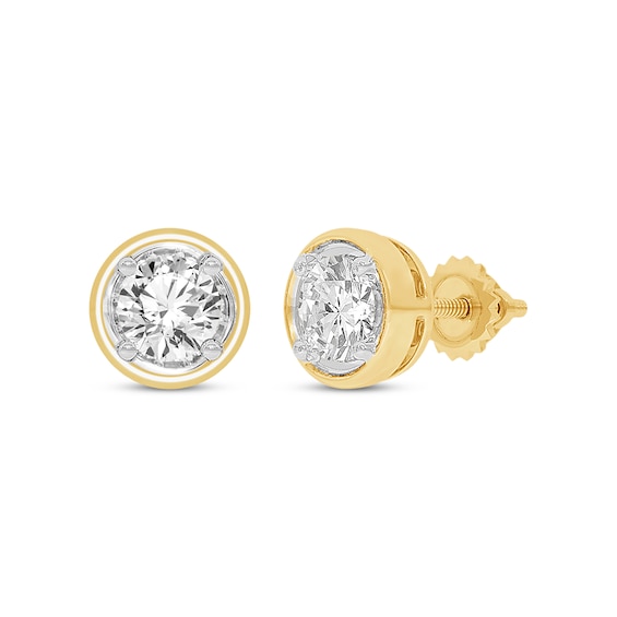 Round-Cut Diamond Solitaire Stud Earrings 1 ct tw 14K Yellow Gold (I/I2)