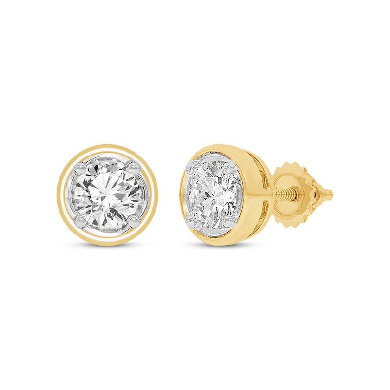 Main Image 1 of Round-Cut Diamond Solitaire Stud Earrings 1 ct tw 14K Yellow Gold (I/I2)