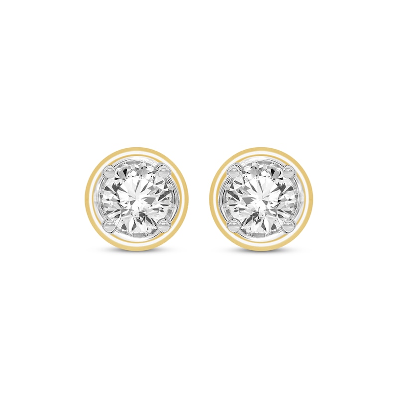 Main Image 2 of Round-Cut Diamond Solitaire Stud Earrings 1 ct tw 14K Yellow Gold (I/I2)