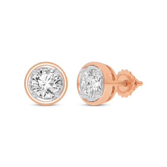 Round-Cut Diamond Solitaire Stud Earrings 1 ct tw 14K Rose Gold (I/I2)