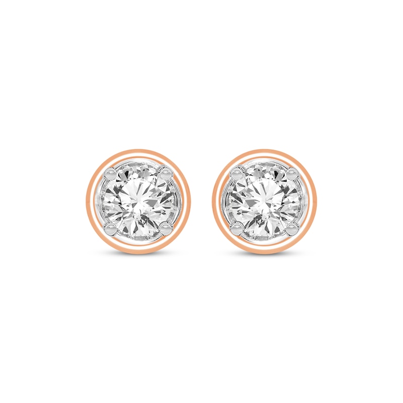 Main Image 2 of Round-Cut Diamond Solitaire Stud Earrings 1 ct tw 14K Rose Gold (I/I2)