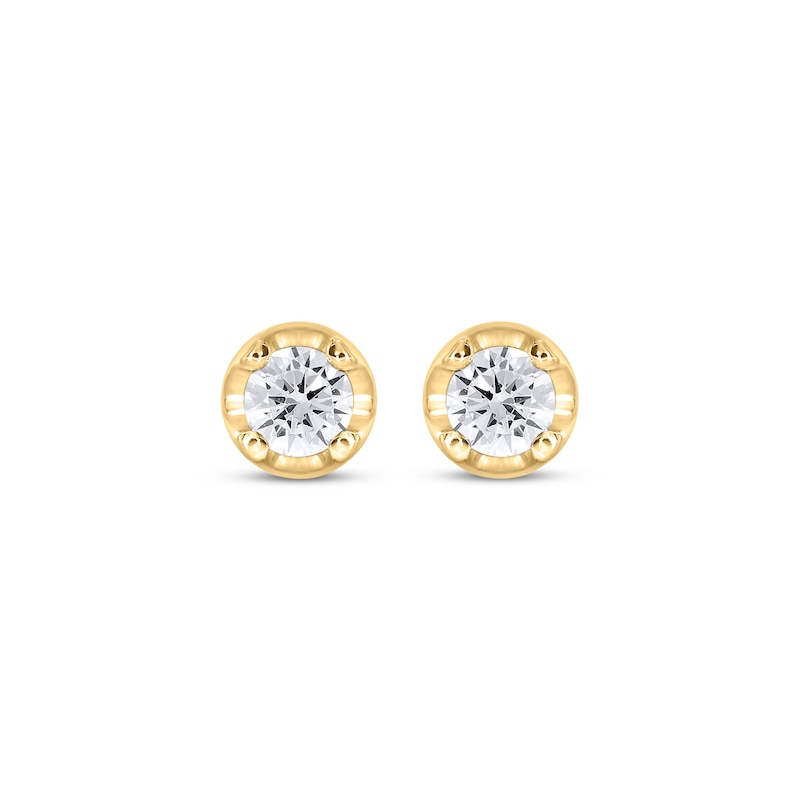 Main Image 2 of Round-Cut Diamond Solitaire Hidden Halo Stud Earrings 1/2 ct tw 10K Yellow Gold (I/I3)