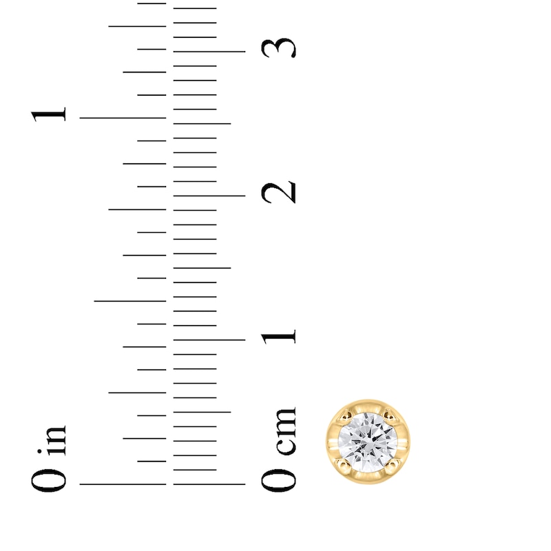 Main Image 4 of Round-Cut Diamond Solitaire Hidden Halo Stud Earrings 1/2 ct tw 10K Yellow Gold (I/I3)