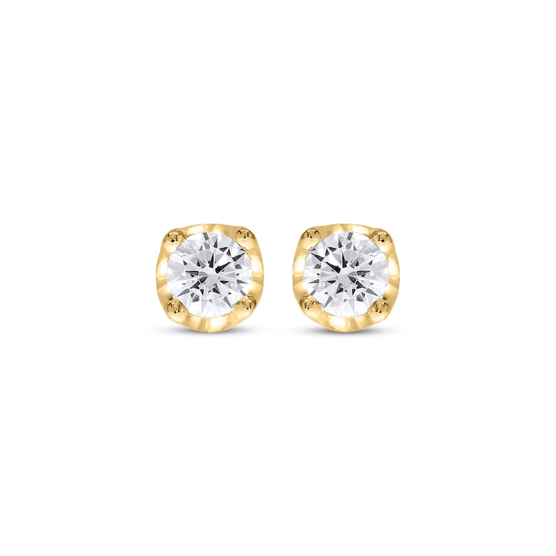 Main Image 2 of Round-Cut Diamond Solitaire Hidden Halo Stud Earrings 1 ct tw 10K Yellow Gold (I/I3)