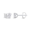 Thumbnail Image 0 of Toi et Moi Lab-Grown Diamond Emerald & Oval-Cut Stud Earrings 1 ct tw 14K White Gold