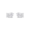 Thumbnail Image 1 of Toi et Moi Lab-Grown Diamond Emerald & Oval-Cut Stud Earrings 1 ct tw 14K White Gold