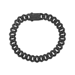 Men's Black Diamond Curb Chain Bracelet 2-7/8 ct tw Sterling Silver 8.5&quot;