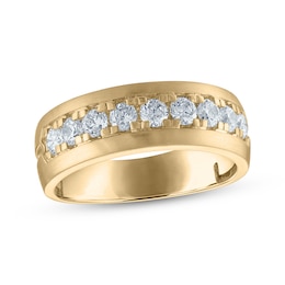 Now + Forever Men's Diamond Wedding Band 1 ct tw 10K Yellow Gold