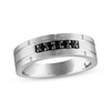 Thumbnail Image 0 of Men's Black Diamond Brick Pattern Wedding Band 1/5 ct tw 10K White Gold