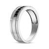 Thumbnail Image 1 of Men's Black Diamond Brick Pattern Wedding Band 1/5 ct tw 10K White Gold