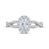 Thumbnail Image 3 of Certified Oval-Cut Diamond Halo Engagement Ring 7/8 ct tw Platinum