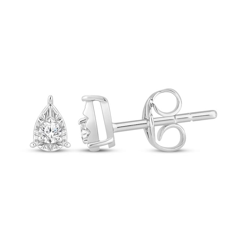 Main Image 1 of Diamond Solitaire Teardrop-Shaped Stud Earrings 1/8 ct tw Sterling Silver (J/I3)