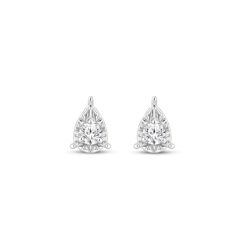 Main Image 2 of Diamond Solitaire Teardrop-Shaped Stud Earrings 1/8 ct tw Sterling Silver (J/I3)