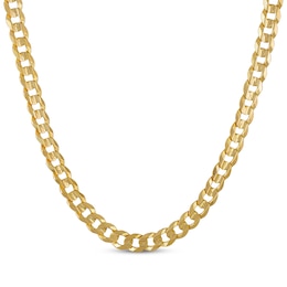 Solid Diamond-Cut Concave Curb Chain Necklace 8.7mm 14K Yellow Gold 24&quot;