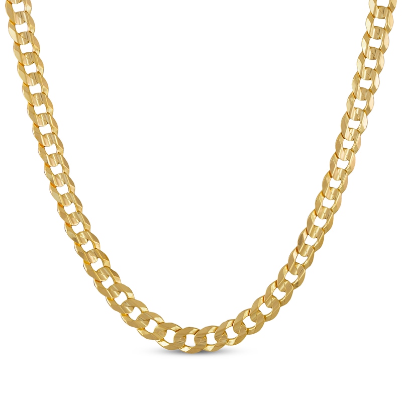 Main Image 1 of Solid Diamond-Cut Concave Curb Chain Necklace 8.7mm 14K Yellow Gold 24&quot;