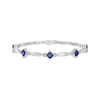 Thumbnail Image 1 of Square-Cut Blue Lab-Created Sapphire & White Lab-Created Sapphire Bracelet Sterling Silver 7.25&quot;