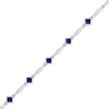 Thumbnail Image 2 of Square-Cut Blue Lab-Created Sapphire & White Lab-Created Sapphire Bracelet Sterling Silver 7.25&quot;