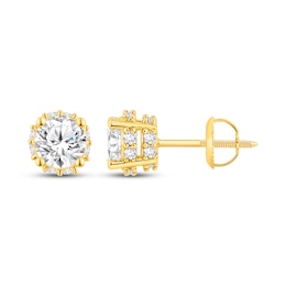 Round-Cut Diamond Solitaire Stud Earrings 1 ct tw 10K Yellow Gold (J/I3)