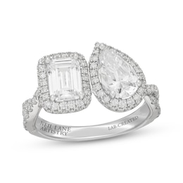 Neil Lane Artistry Emerald-Cut & Pear-Shaped Lab-Grown Diamond Engagement Ring 2-3/4 ct tw 14K White Gold