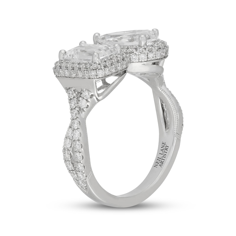 Main Image 2 of Neil Lane Artistry Emerald-Cut & Pear-Shaped Lab-Grown Diamond Engagement Ring 2-3/4 ct tw 14K White Gold