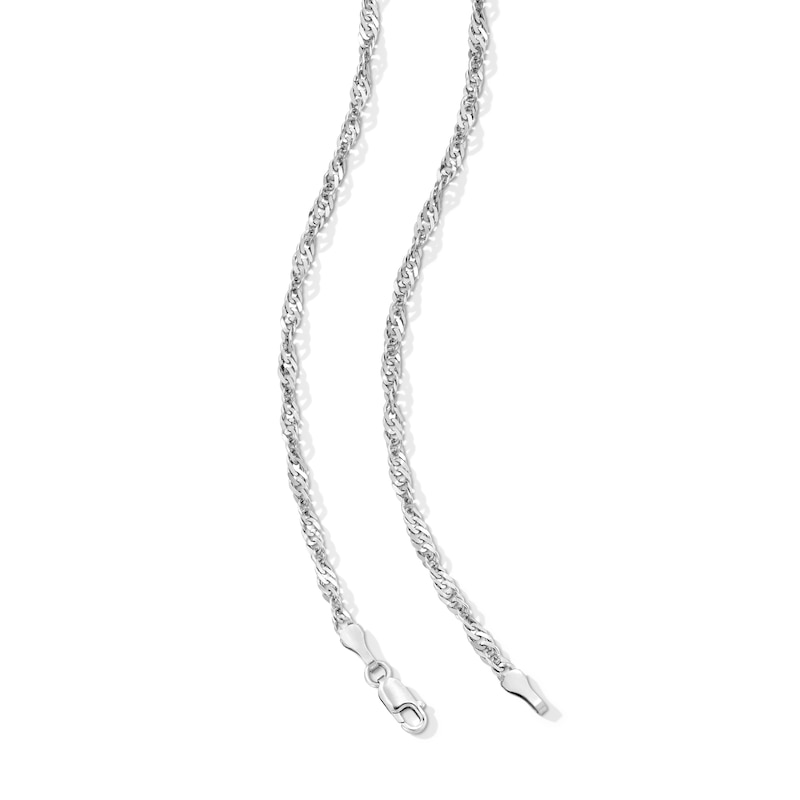 Main Image 3 of Solid Singapore Chain Necklace 2.5mm 14K White Gold 20&quot;