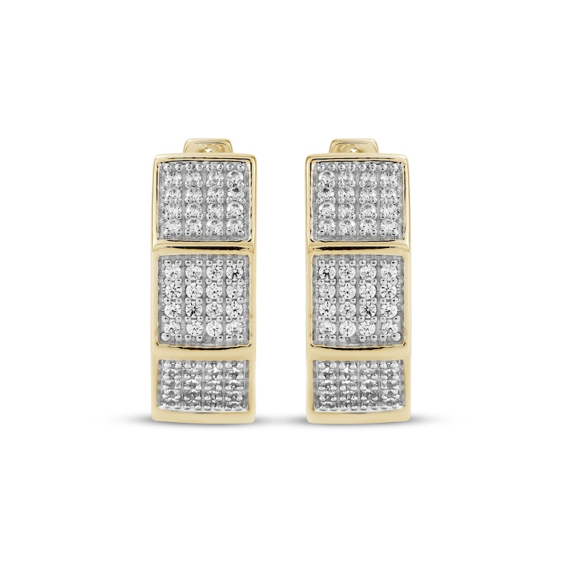 Main Image 2 of Men's Diamond Octagon Huggie Hoop Earrings 1/3 ct tw 10K Yellow Gold