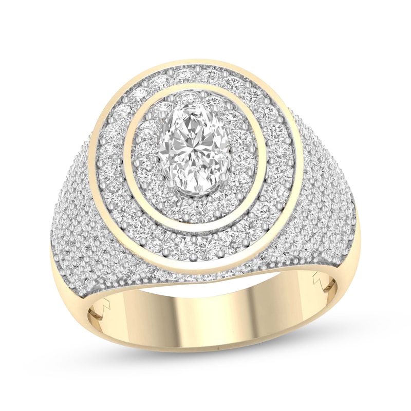 Main Image 1 of Lab-Grown Diamonds by KAY Men's Oval-Cut Ring 2-3/4 ct tw 10K Yellow Gold