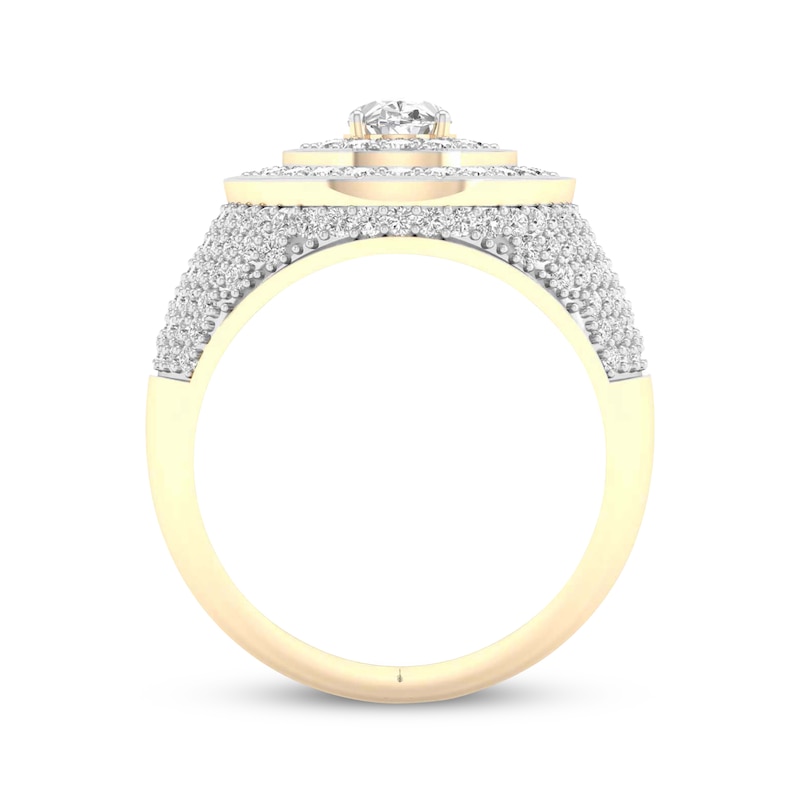 Main Image 3 of Lab-Grown Diamonds by KAY Men's Oval-Cut Ring 2-3/4 ct tw 10K Yellow Gold