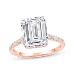 Now + Forever Lab-Grown Diamonds Emerald-Cut Engagement Ring 4-1/3 ct tw 14K Rose Gold