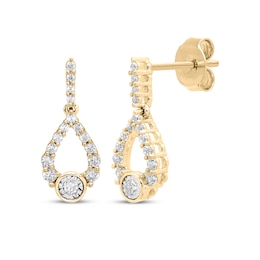 Milestones Diamond Teardrop Dangle Earrings 1/4 ct tw 10K Yellow Gold