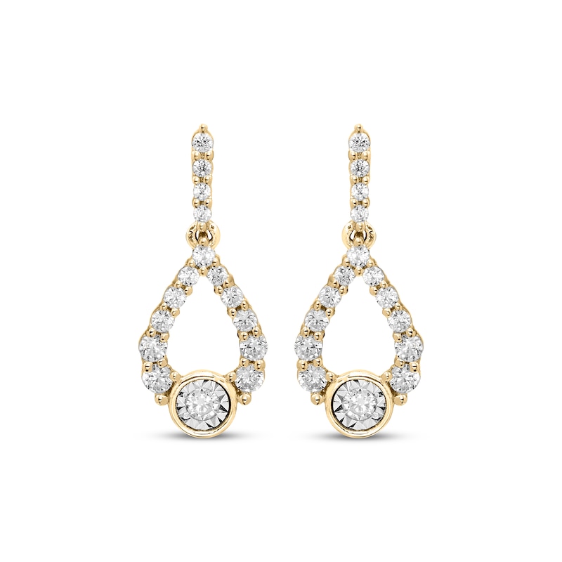 Milestones Diamond Teardrop Dangle Earrings 1/4 ct tw 10K Yellow Gold