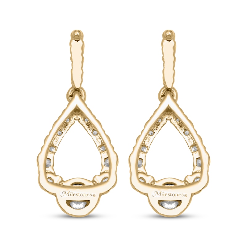 Main Image 4 of Milestones Diamond Teardrop Dangle Earrings 1/4 ct tw 10K Yellow Gold