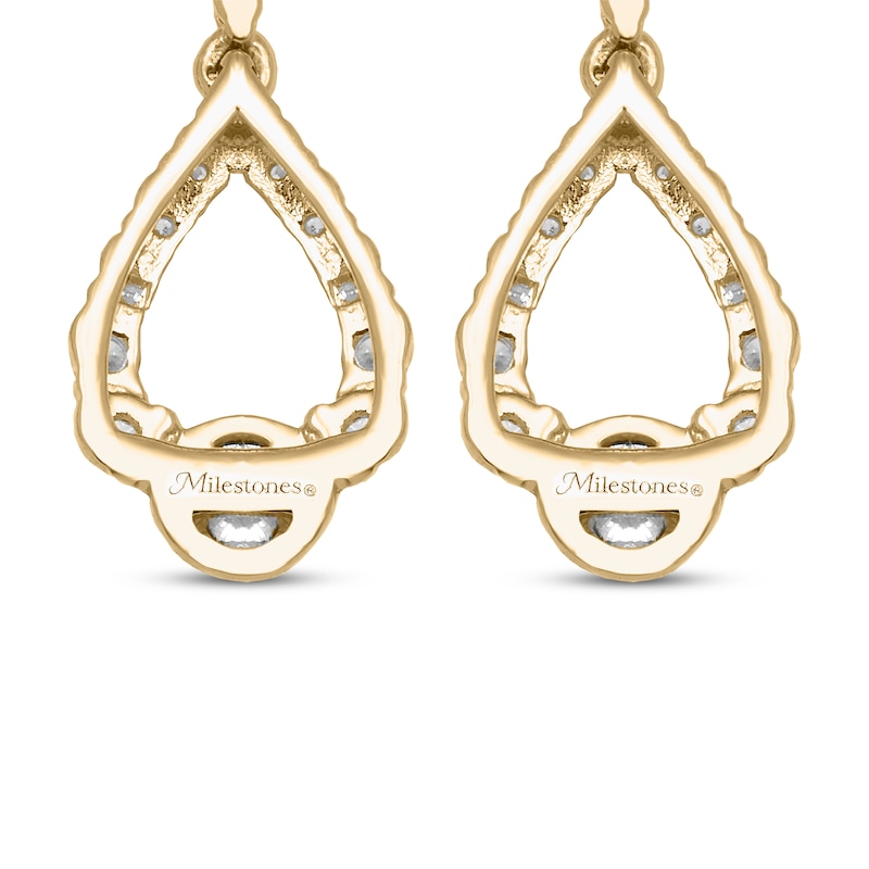 Main Image 5 of Milestones Diamond Teardrop Dangle Earrings 1/4 ct tw 10K Yellow Gold