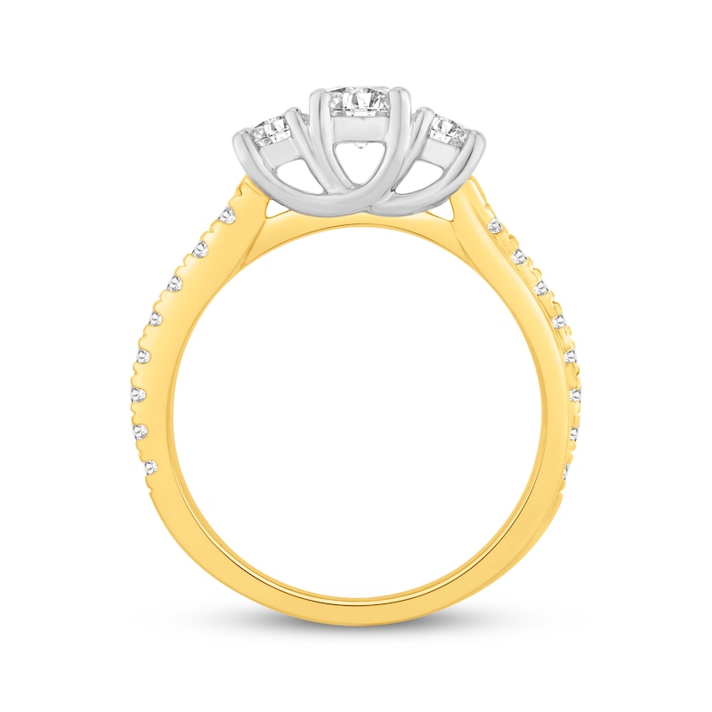 Main Image 3 of Memories Moments Magic Round-Cut Diamond Three-Stone Engagement Ring 1 ct tw 14K Two-Tone Gold