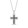 Thumbnail Image 1 of Men's Black Diamond Cross Necklace 1/2 ct tw Sterling Silver 24&quot;