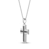 Thumbnail Image 2 of Men's Black Diamond Cross Necklace 1/2 ct tw Sterling Silver 24&quot;