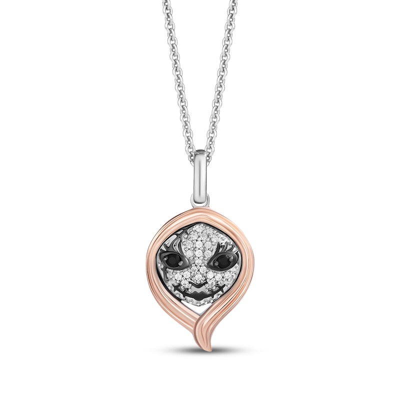 Main Image 1 of Disney Treasures The Nightmare Before Christmas Black Onyx & Diamond Necklace 1/20 ct tw Sterling Silver & 10K Rose Gold