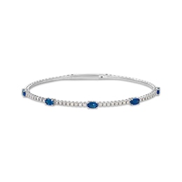 Le Vian Oval-Cut Blue Sapphire Bangle Bracelet 3/8 ct tw Diamonds 14K Vanilla Gold